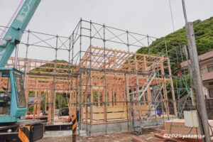 N様邸新築工事　棟上げ　有限会社横溝工務店